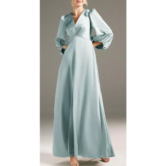 AW BRIDAL SZ 16 2X plus mist blue Energico mother of bride party maxi dress b47 - Picture 1 of 14